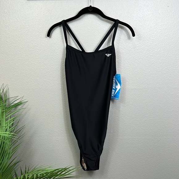 NWT The Finals Swimwear Black One Piece Swimsuit Butterfly Back Swim - Picture 6 of 10